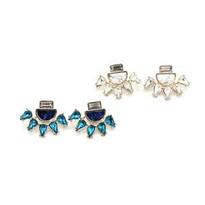 COPY - Blue + Gold Peek-a-Boo Rhinestone Earrings